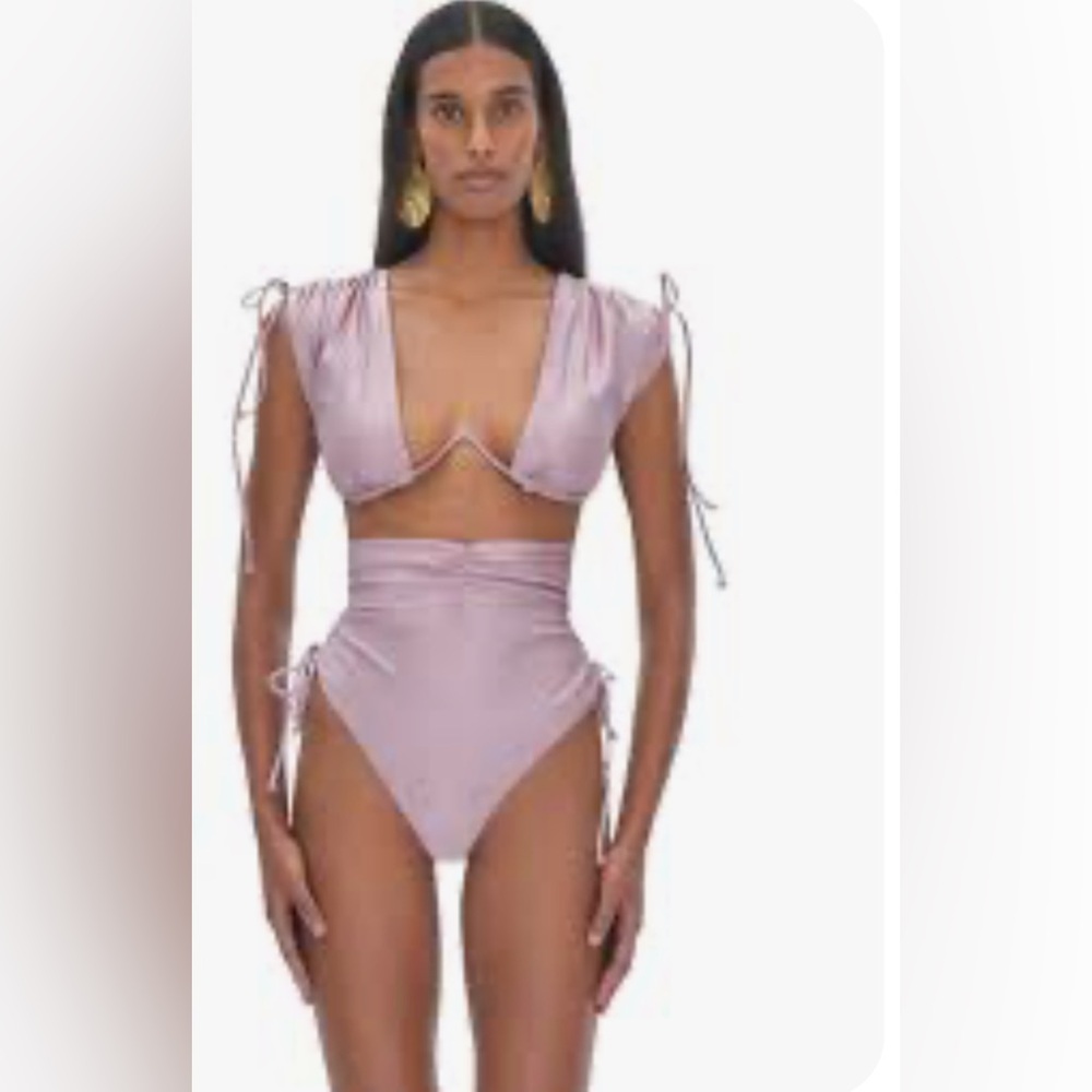 Menasa High Rise Lavender Two-Piece Swimsuit by Andrea Iyamah size Small